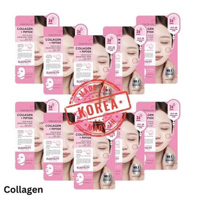 10pc Set MEDI FOR DEAR Collagen and Peptide Face and Neck Mask | Korean Beaut...