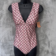 Shade  Shore Tummy Control One Piece Swimsuit S Pink Geometric Mod Preppy Retro