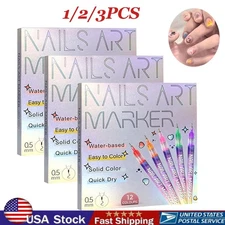 1-3X Nail Art Drawing Pens 3D Nail Polish DIY Art Markers Drawing Painting Line