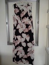 Roman ladies Black leaf print maxi dress size 18 Petite