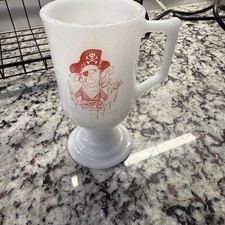 Vintage 1960's Milk Glass Cup Mug The Pirates' House Restaurant Savanah Georgia