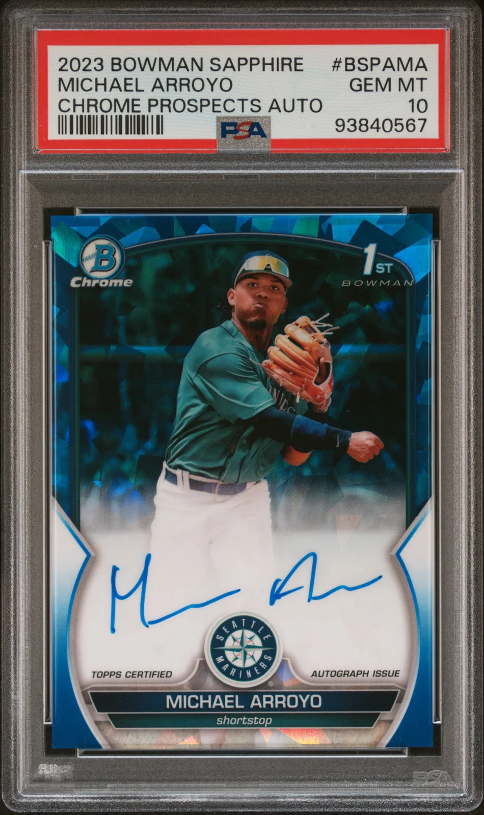 2023 Bowman Sapphire Edition Chrome Prospects Auto Michael Arroyo #BSPAMA PSA 10