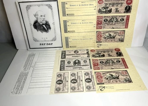 Civil War Reproduction Documents – “Pay Day” Set with Facsimile Currency & Check