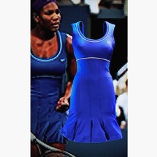 Serena Williams nike DUC Tennis dress S blue australian open 2012 Pleated Sheer