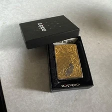 Zippo Cat Design Lighter with Package Used Collectible