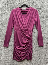 Grace Karin Long Sleeve Crossover V-Neck Mini Wrap Dress Wine Red Womens Size S