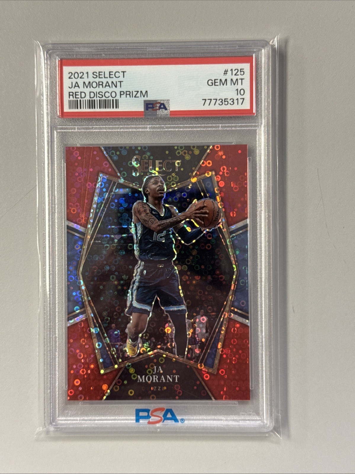 2021-22 Select Ja Morant Premier Level Red Disco /49 Psa 10