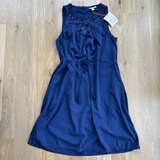 NWT Knox Rose Dress Womens XS Navy Sleeveless Lace Front Rope Belt Boho Sundress