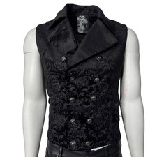 PUNKRAVE BLACK GOTH DARK PRINTING TAILCOAT VAMPIRE VINTAGE WAISTCOAT VEST Y-596