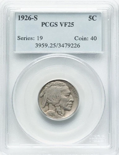 1926-S Buffalo Nickel : PCGS VF25
