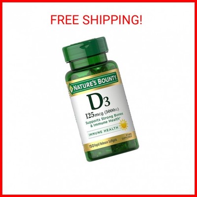 Nature's Bounty Vitamin D3 5000 IU Softgels, Rapid Release, Immune Support, Vita