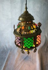 Vintage Moroccan Hanging Lamp Boho Swag Light...