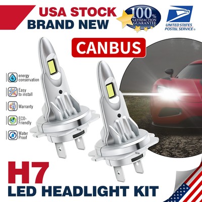 Car Vision H7 LED Headlight Bulbs Super High/Low Beam Brilliant Illumination 2x
