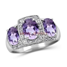 Natural Amethyst Gemstone with 925 Sterling Silver Ring for Women's AJ3316