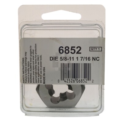 Irwin Hanson 6852 High Carbon Steel 1-7/16'' Hex Die, 5/8''-11 RH NC