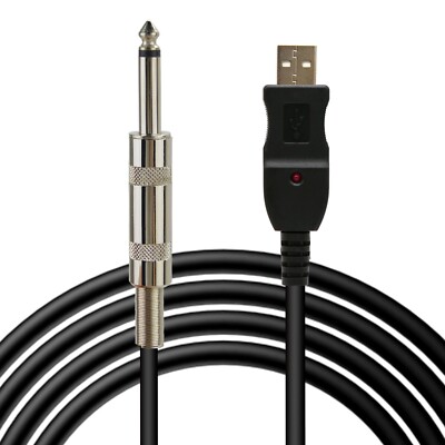 USB Guitar Cable, USB Guitar Cord Male to 6.35mm 1/4'' Mono Male Electric Guit...