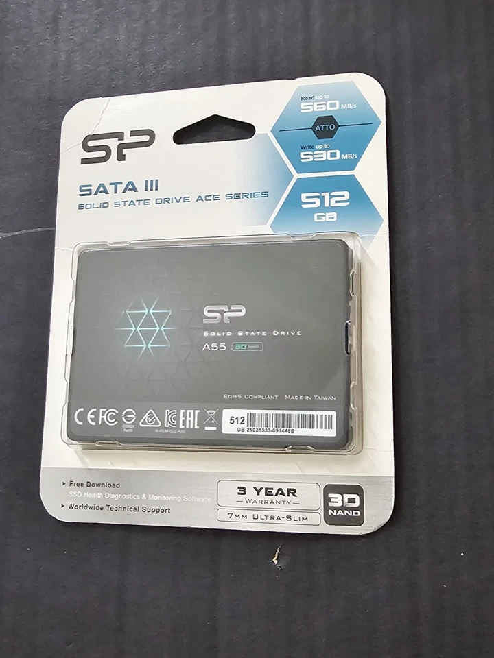 Silicon Power Ace A55 Ace Series 2.5" SATA III 3D Nand SSD 512GB 7mm Ultra Slim - Image 3 of 4