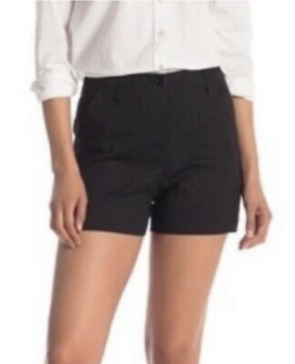 $190 Theory High Rise Linen Blend Women's Cargo Shorts Black Caliver Size 6 NWT