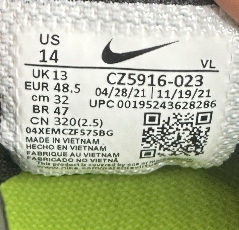 Nike Force Zoom Trout LTD Baseball Turfs Men’s Size 14 Gray Black