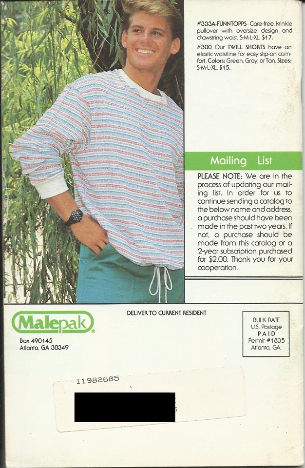 1986 MALEPAK Gay Mens MailOrder Clothing Catalog 5.5x8.5 inches 48