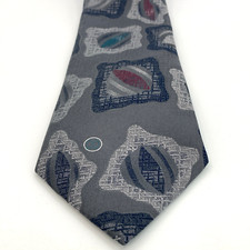 Vintage Halston III Mens Tie Necktie Gray Squares USA Made Polyester/Silk Blend