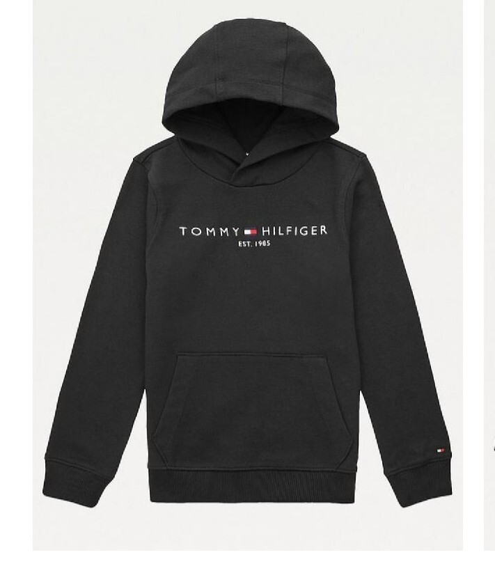Tommy Hilfiger Kids Black Essential Hoodie Age 12 - Brand New!