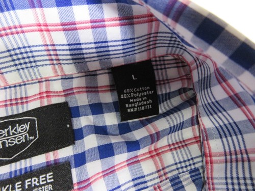 Berkley Jensen Plaid Print Button-Up Shirt Short Sleeve Collared Mens Sz L Blue - Picture 5 of 7