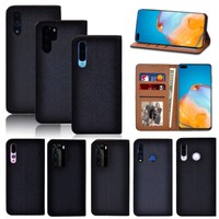 Black PU Leather stand Phone Cover Case For Huawei P20 P30 P40 Y5 Y6 Y6S/Honor