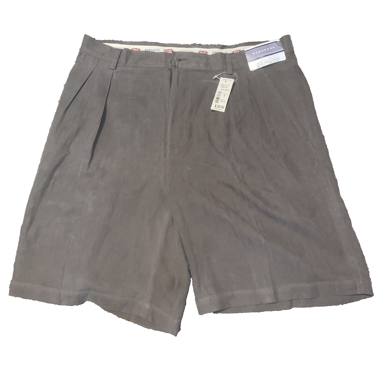 Baracuta Shorts Men's 36 100% Silk Black Pleated 9