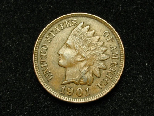 OLD COIN SALE!! AU 1901 INDIAN HEAD CENT PENNY w/ DIAMONDS & FULL LIBERTY #229P