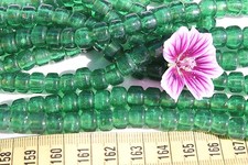 9x6mm Crow Roller Glass Beads Trans Green Crafts Jewely Making avg. 100pcs