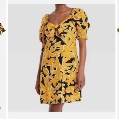 slim fit dress slacks Who What Wear Women's Puff Elbow Sleeve Dress - XXL - Resort Floral