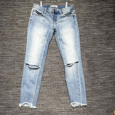 Free People Jeans Women's Size 25 Blue Cropped Raw Hem