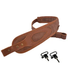 Buffalo Hide Leather Padded Rifle Gun Sling Handmade Stitched Hunting Belt Strap