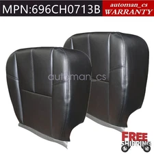 For 2007-2014 Chevy Silverado Bottom Leather Seat Cover Black Driver & Passenger
