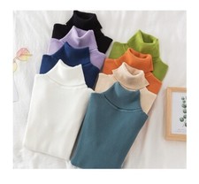 Women Casual Sweater Turtleneck Basic Slim Stretch Ribbed Knitted Top ALL COLORS