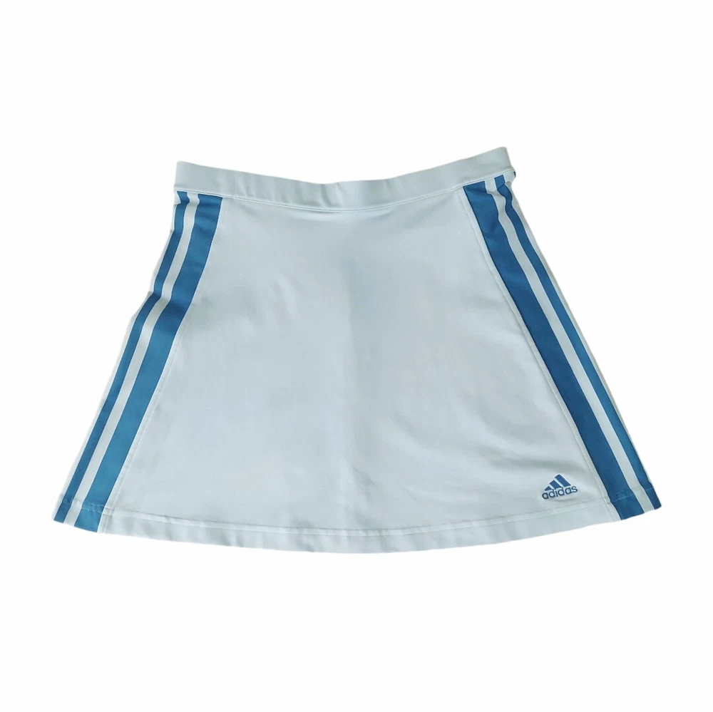 Adidas Tennis Skirt Size 44 Sky Blue Womens Three Strip Classic Athletic Stretch