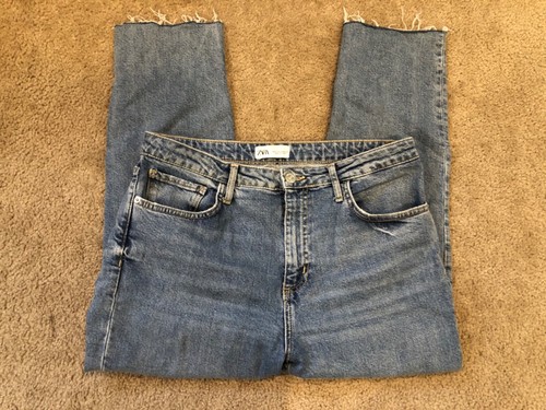 Zara Womens Mom Jeans Light Blue Denim 