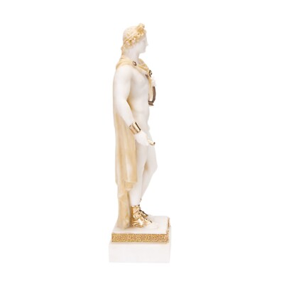 Statue Apollo Dieu De La Musique En Albâtre - 16,5 Cm - Sculpture Grecque Décorative