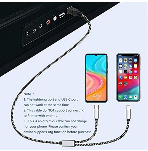 USB 2.0 Type B to Type C + 8Pin Midi Electronic Music Instrument Audio OTG Cable - 第 5/7 張圖片