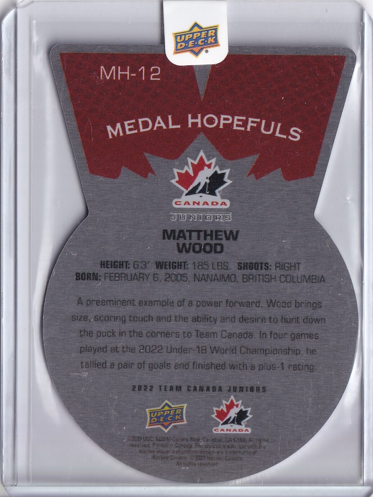 2022 Team Canada Juniors Matthew Wood Medal Hopefuls Die-Cut #MH-12 Predators
