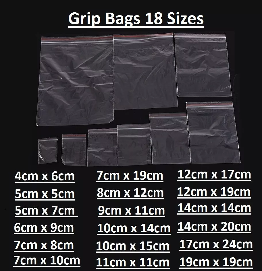 Grip Seal Bags Self Resealable Mini Grip Poly Plastic Clear Zip Lock [All  Sizes]