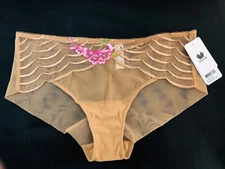 WACOAL INTUITION Sz S Small NUDE Floral Mesh Short Briefs Knickers PANTY RRP £36