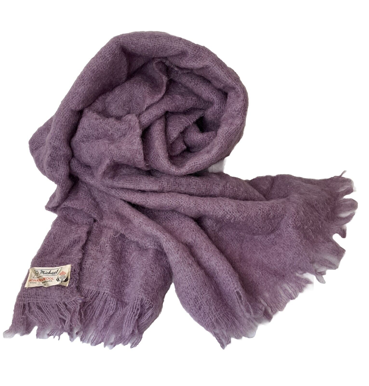 St Michael Women Scarf VTG 60s Lilac Mohair & Woo… - image 1
