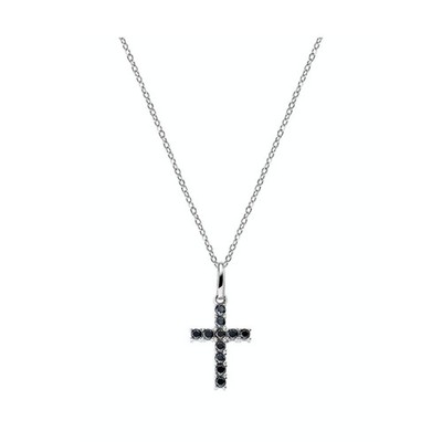 Original silver necklace with zircons Cross CRBN03 (chain, pendant)