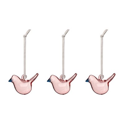 Iittala Mini Glass Birds Rose - 3er Set,  Glas mundgeblasen, 1086373