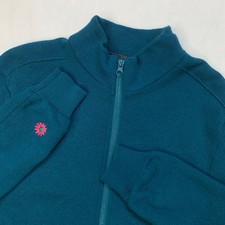 Heathlander Golf Wind Sweater Unisex XS Teal 100% Merino Wool Zip Performance