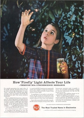 RCA 1965 Vintage Print Ad Firefly Light Luminescence Research Sci Am