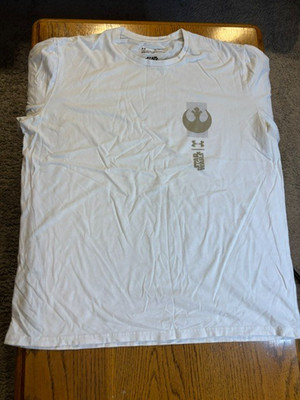 Star Wars Under Armour X- Wing Graphic Print White Shirt Men Heat GearSize XL