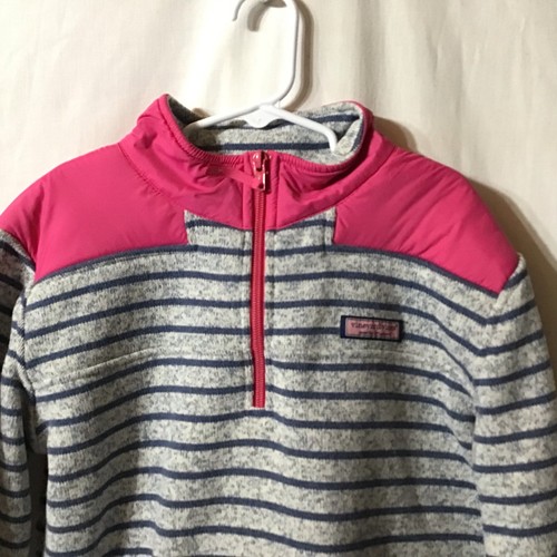 Pullover Vineyard Vines GIrls 1/4 Cremallera Rayas con Acentos Rosa Grande 14 - Imagen 2 de 9